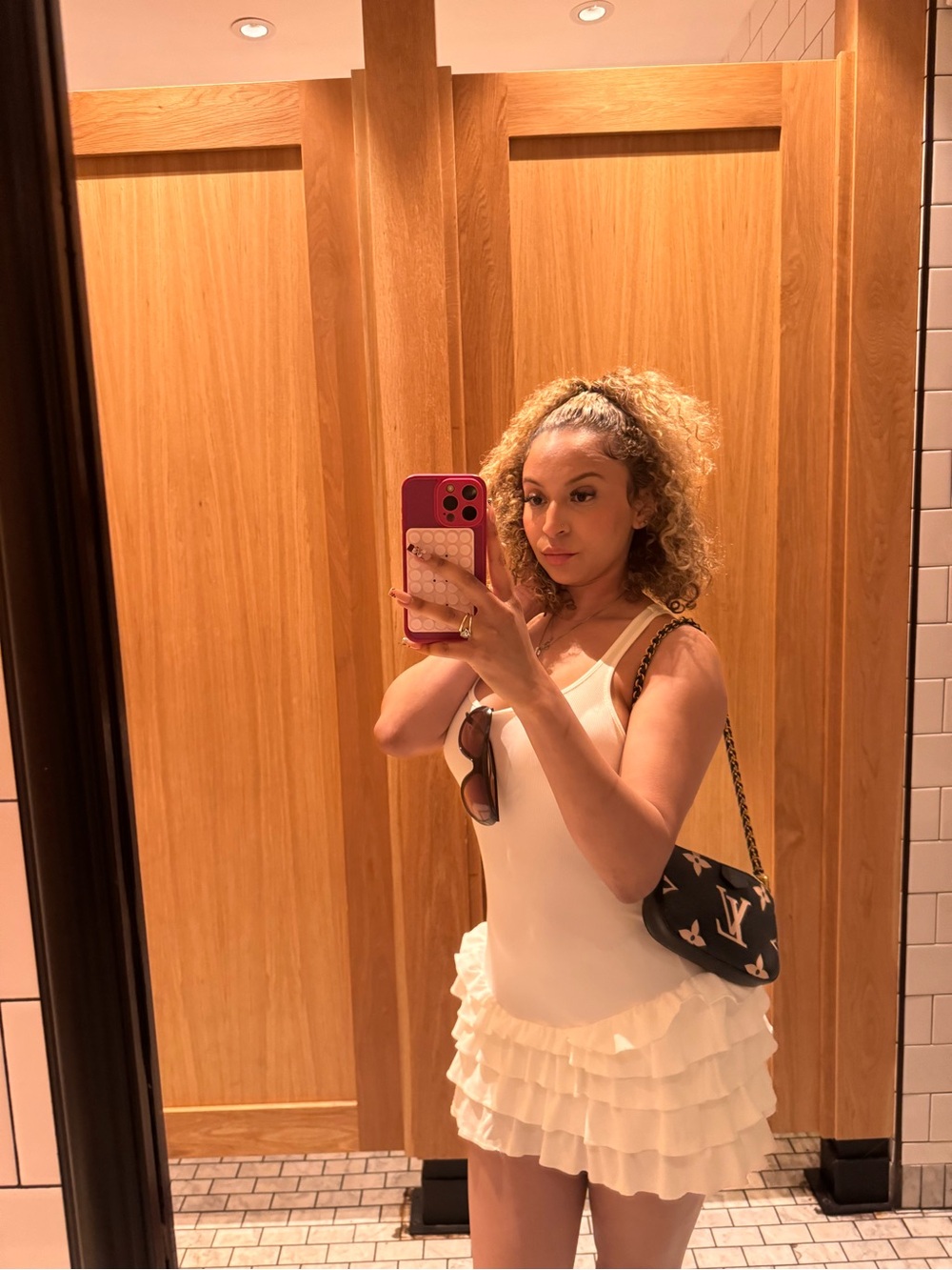 White Ruffle Mini Dress with Spaghetti Straps
